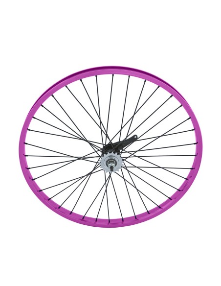 26 x 1.75 Alloy Coaster Wheel 36 Spoke 12gBlack 3/8 Axle Single Wall Purple.